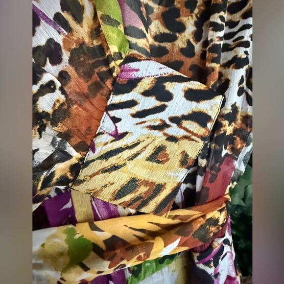 NWT SpyZone Exchange Tropical Leopard Wrap Maxi Dress Long Sleeve Resort Size M - Picture 6 of 7